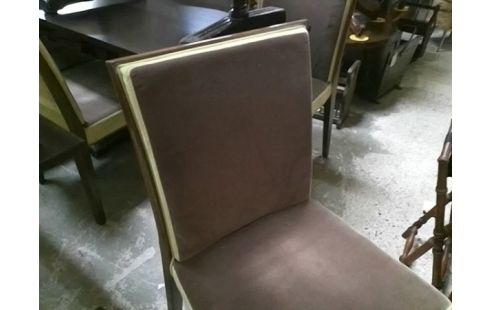 LOT DE 4 CHAISES TISSU MARRON ET VERT