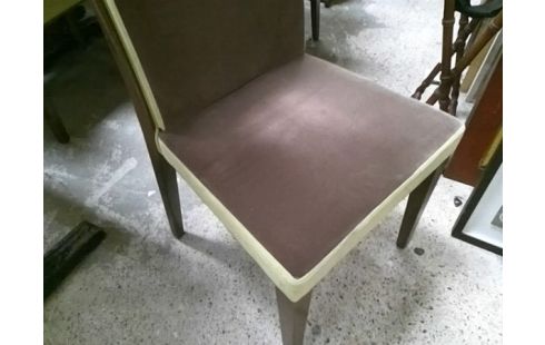 LOT DE 4 CHAISES TISSU MARRON ET VERT