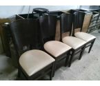 LOT DE 4 CHAISES BOIS ASSISES BLANCHES