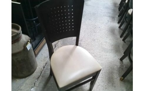 LOT DE 6 CHAISES BOIS ASSISES BLANCHES