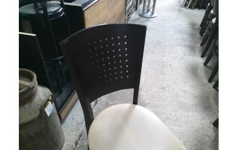 LOT DE 6 CHAISES BOIS ASSISES BLANCHES