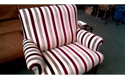 FAUTEUIL RAYE BEIGE ROUGE CAFE
