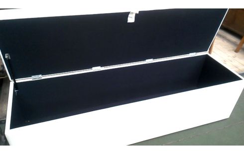 CAISSE, , BANC OBLONGUE GRAND BLANCHE SIMILI CUIR