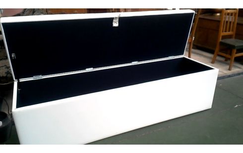 CAISSE, , BANC OBLONGUE GRAND BLANCHE SIMILI CUIR