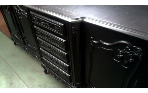 DRESSOIR ZWART STIJL LOUIS XV 4 DEUREN 5L