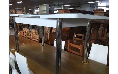 TABLE PLATEAU VERRE AVEC ALLONGES INTERIEURES