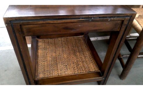 BIJZETTAFEL VIERKANT HOUT ROTAN