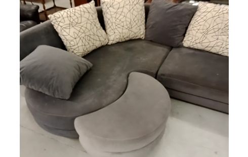 CANAPE D'ANGLE TISSU GRIS + MERIDIENNE PIVOT