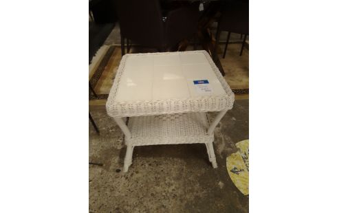 TABLE BASSE ROTIN CARRELAGES BLANCHE