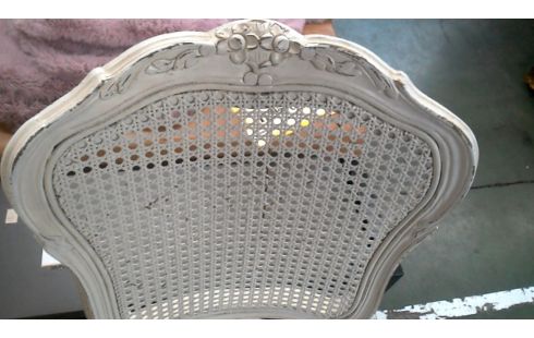 4 CHAISES ECRU TISSU STYLE LOUIS XV