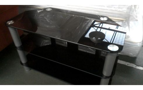 MEUBLE D'APPOINT GRIS METAL NOIR GLACE