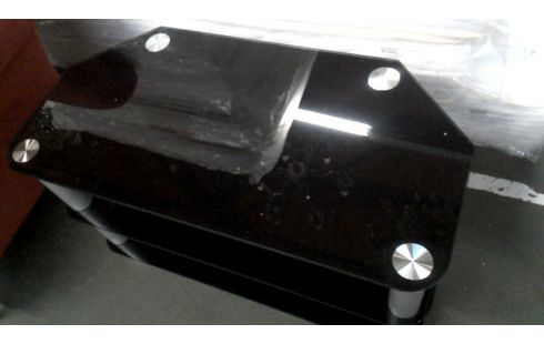 MEUBLE D'APPOINT GRIS METAL NOIR GLACE