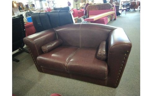 CANAPE 2 PLACES CUIR STYLE COLONIAL