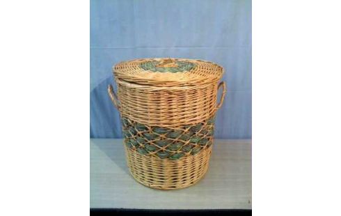 WÄSCHEKORB GEFLECHT M. DECKEL 2-GRIFFE RDN.