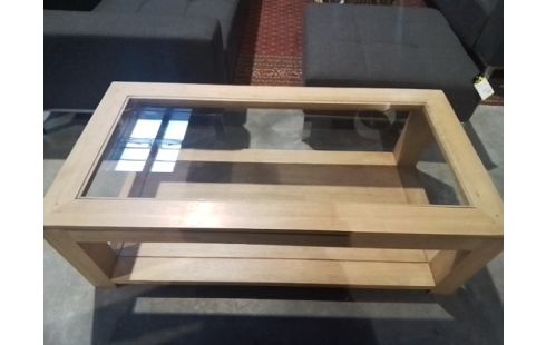 TABLE BASSE BOIS PLUS DESSUS VERRE
