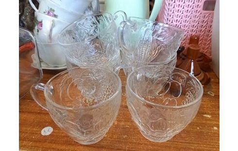 LOT DE VERRES EN VERRE MOTIF FLEURS