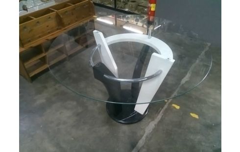 TABLE RONDE MELAMINE METAL VERRE