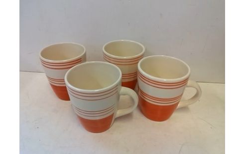 LOT DE 4 TASSES ROUGES ET BLANCHES