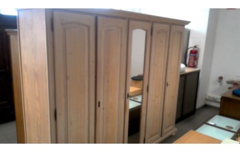 KLEIDERSCHRANK 1 KIEFER BLEIWEISS 5 TÜREN, , SPIEGEL