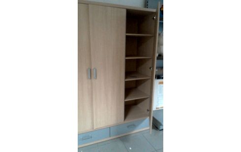 PENDERIE 3 PORTES 2 TIROIRS, , BOIS LOOK GRIS