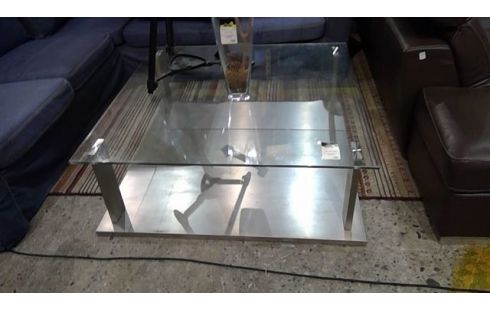 TABLE BASSE CARRE DESIGN METAL BROSSÉ