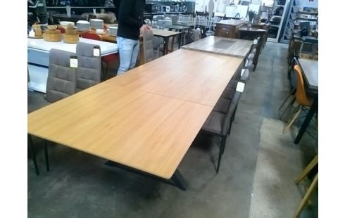 TABLE SALLE A MANGER PIEDS METAL 3 ALLONGES INTÉGRÉES