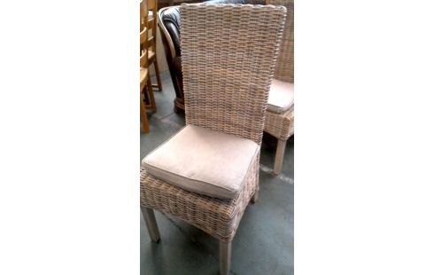 6 STÜHLE RATTAN BLEIWEISS