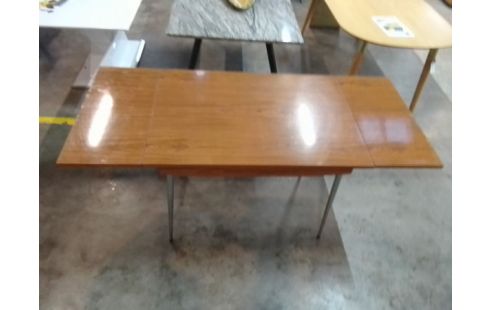 TABLE FORMICA 2 ALLONGES 1 TIROIRS MARRON
