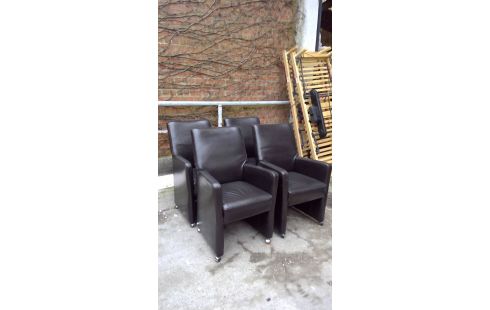 FAUTEUILS EN CUIR MARRON 4 PCS