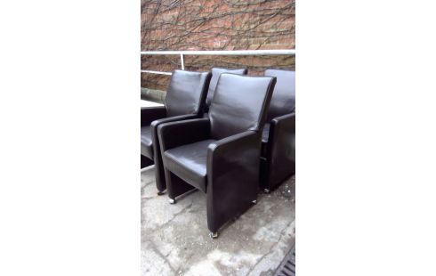 FAUTEUILS EN CUIR MARRON 4 PCS