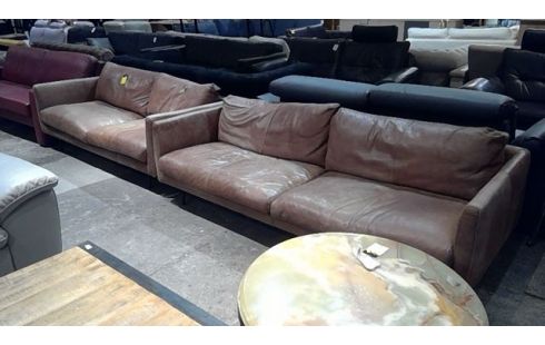 SALON 3 PLACES 2 PLACES EN CUIR MARRON