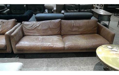 SALON 3 PLACES 2 PLACES EN CUIR MARRON