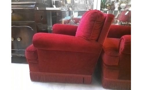 FAUTEUIL VELOURS ROUGE - ANCIEN