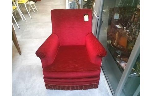 FAUTEUIL VELOURS ROUGE - ANCIEN