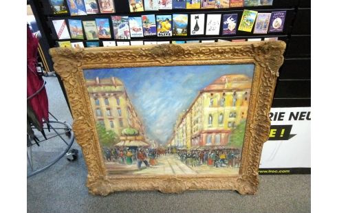 HUILE SUR PANNEAU VUE DE PARIS SIGNE PRUNIER