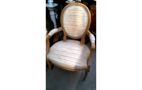 2 STÜHLE STIL LUDWIG XIV STOFF BEIGE