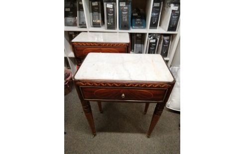 TABLE D'APPOINT 1 TIROIR MARBRE BLANC