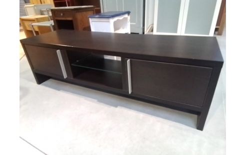 MEUBLE TV NOIR 2P VERRE