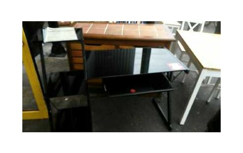 BUREAU NOIR PLATEAU VERRE