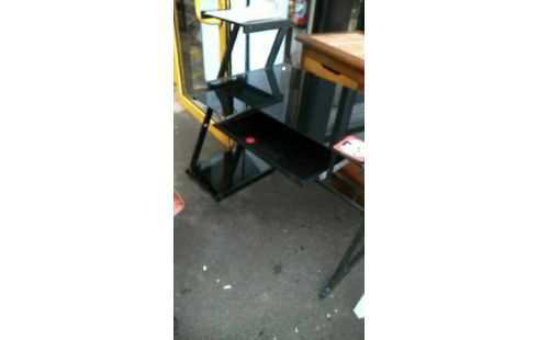 BUREAU NOIR PLATEAU VERRE