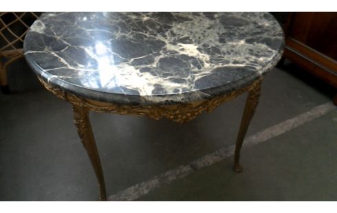 TABLE DE SALON ROND MARBRE CUIVRE