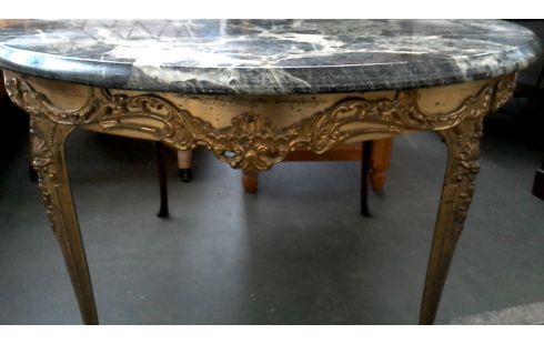 TABLE DE SALON ROND MARBRE CUIVRE