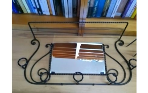 PORTE MANTEAU MURAL FER AVEC MIROIR