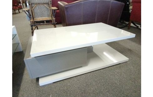 TABLE BASSE LAQUÉE GRIS 1 TIROIR