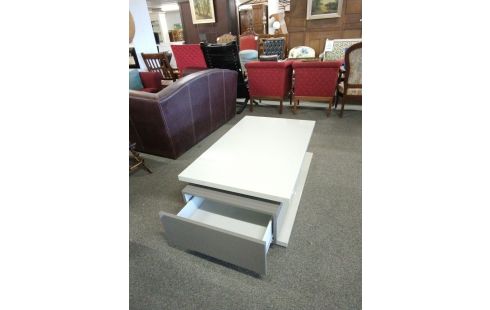 TABLE BASSE LAQUÉE GRIS 1 TIROIR