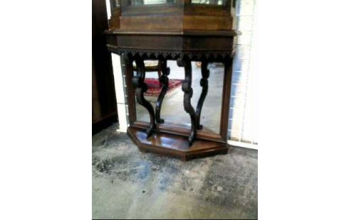 AUFSATZVITRINE 3-EB. +SPIEGEL HOLZ ANTIK