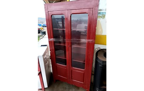 BIBLIOTHEQUE 2 PORTES VITRÉES ROUGE