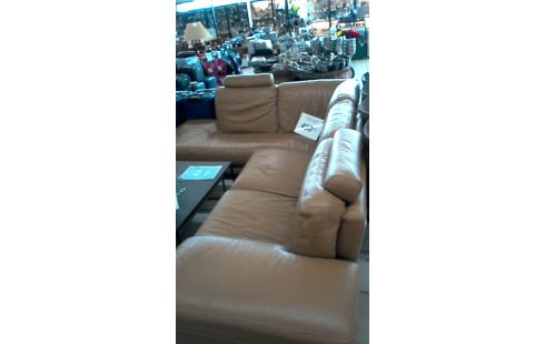 CANAPE D'ANGLE CUIR CAMEL