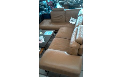 CANAPE D'ANGLE CUIR CAMEL