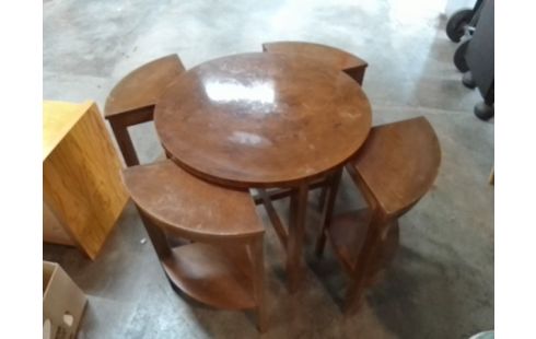 TABLE BASSE ART DECO + 4 TABOURETS